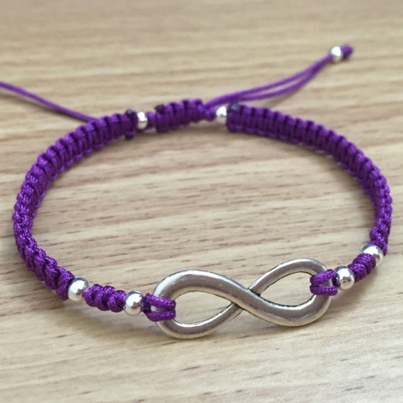 Silver Infinity Purple Braided Shamballa Bracelet - Picture 5 of 6